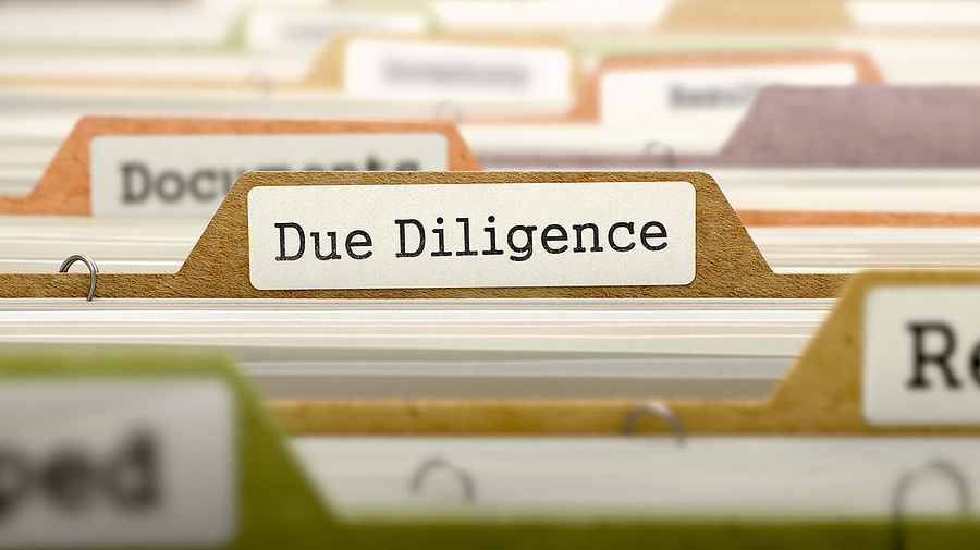 Due diligence folder highlighted among rows of filed documents