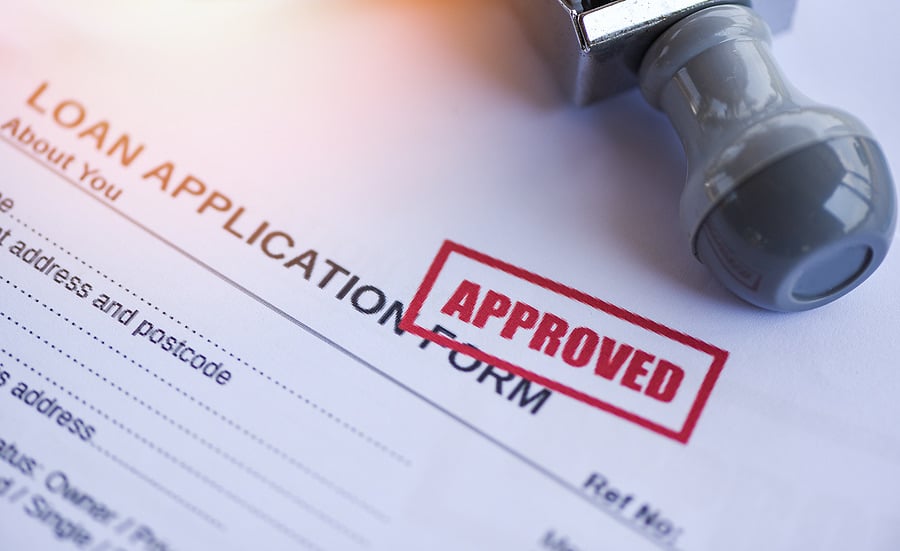 Loan application form stamped approved